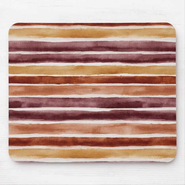Burgunder Pfirsich Orange Rot Streifen  Mousepad (Vorne)
