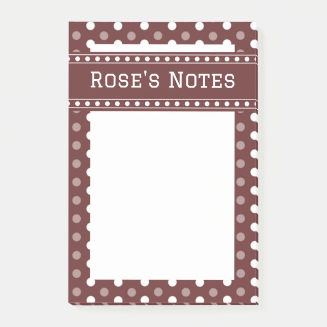 Burgunder Polka-Punkte Post-it Klebezettel (Vorderseite)