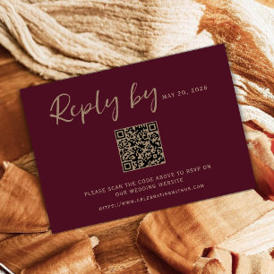 Burgunder QR-Code-Hochzeits-RSVP-Karten RSVP Karte