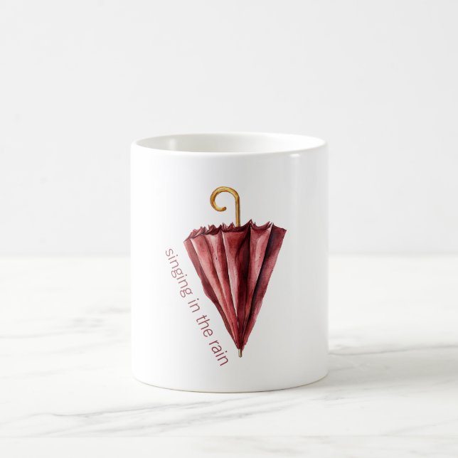 Burgunder Regenschirm Singing in the Rain Kaffeetasse (Mittel)