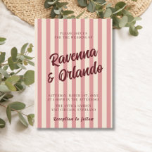 Burgunder-Retro-Rosé-Hochzeit mit rosa Streifen