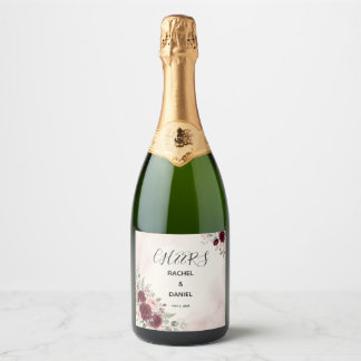 Burgunder-Rosa-Blüten-Hochzeits-Minisekt