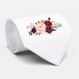 Burgunder-Rosa-Floral-Accessoires für den Bräutiga Krawatte