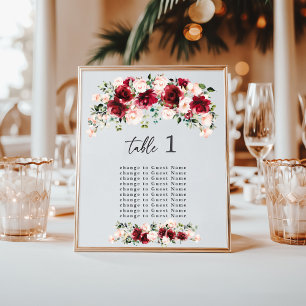 Burgunder-Rosa-Floral-Hochzeitstisch-Sitzplan