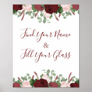 Burgunder Rosa Florale Rosen Brautparty Dekoration