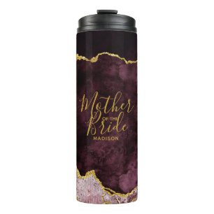 Burgunder-Rosa-Goldfolie-Achat-Mutter der Braut Thermosbecher