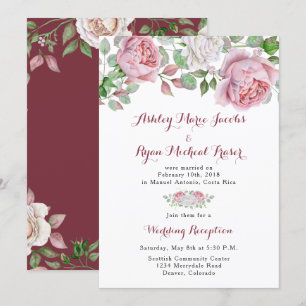 Burgunder Rosa Rosen Nach Hochzeitsempfang Nur Einladung