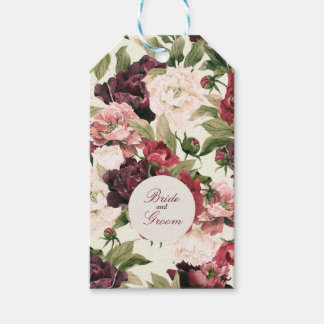 Burgunder & Rosafarbenes Pfingstrosenbouquet Geschenkanhänger