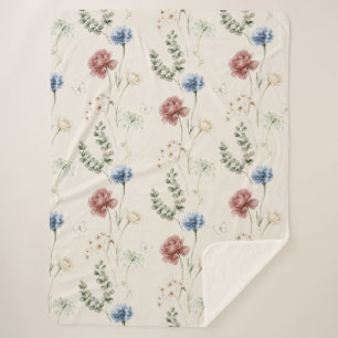 Burgunder-Rose Blaue Weiße Blumen Schmetterling Sherpadecke
