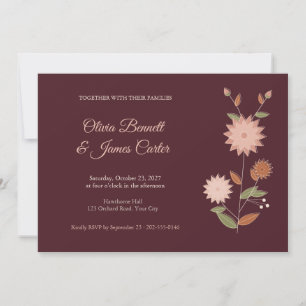 Burgunder-Rosé-Dahlie-Herbst-Hochzeitseinladung Einladung