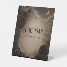 Burgunder-Rosen-Dunkle-Floral-Hochzeitsbar-Schild