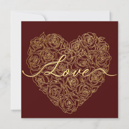 Burgunder-Rosen-Herz-Typografie Valentinstag Feiertagskarte