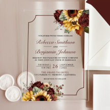 Burgunder Rosen Sonnenblumen Hochzeit