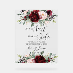 Burgunder-Rot-Hauch Florale Suche einen Sitz nicht Acrylschild