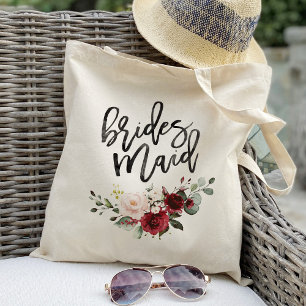 Burgunder-Rot-Hochzeitsblumen-Geschenke für Brautj Tragetasche