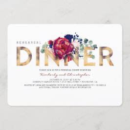 Burgunder Rot und Navy Blauer Probe Abendessen Einladung