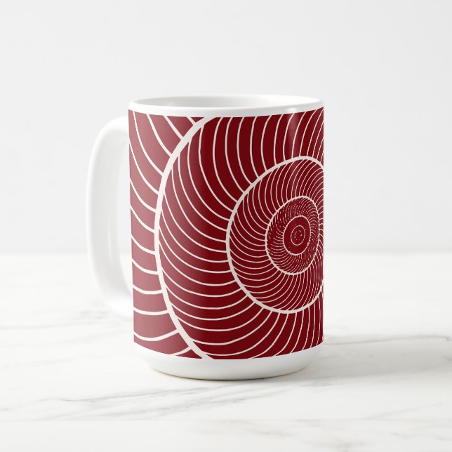 Burgunder Roter Wendelschwanz Fibonacci-Sequenz Kaffeetasse (Vorderseite Links)
