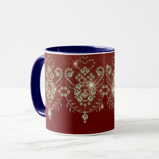 Burgunder Rotgoldspitze funkeln Diamant elegant Tasse (Vorderseite Links)