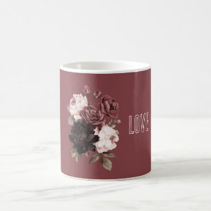 Burgunder Rotwein Weiße Blüten Kaffeetasse