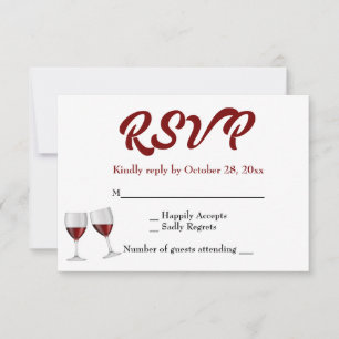 Burgunder RSVP Champagner Weingläser Hochzeit Karte