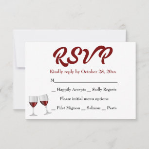 Burgunder RSVP Champagner Weingläser Hochzeit Karte