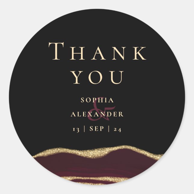 Burgunder Runder Aufkleber (Vorderseite)