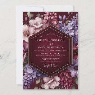 Burgunder Samt Petal Romantik Hochzeit Einladung