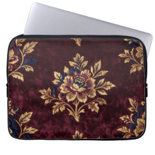 Burgunder Samt-Pfingstrose Goldstickerei Blumenmus Laptopschutzhülle