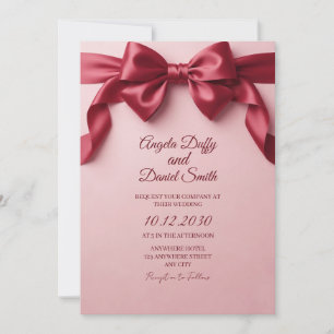 Burgunder Satin-Schleifen-Hochzeitseinladung Einladung