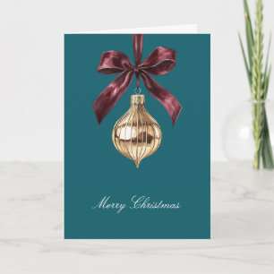 Burgunder Schleife Gold Schmuck Weihnachten Karte