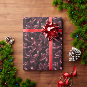 Burgunder Schleifen Weihnachten Geschenkpapier
