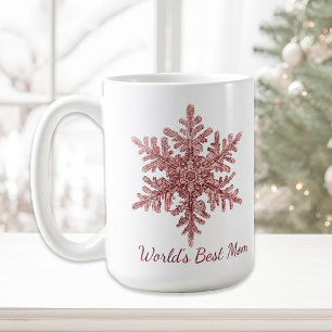 Burgunder-Schneeflocken-Tasse 'Weltbeste Mama' Kaffeetasse