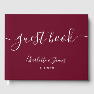 Burgunder Schrift Hochzeit Gästebuch