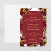 Burgunder-Sonnenblumen-Hochzeitsdetails