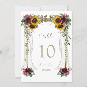 Burgunder-Sonnenschirm-Hochzeitstisch-Nummer Einladung
