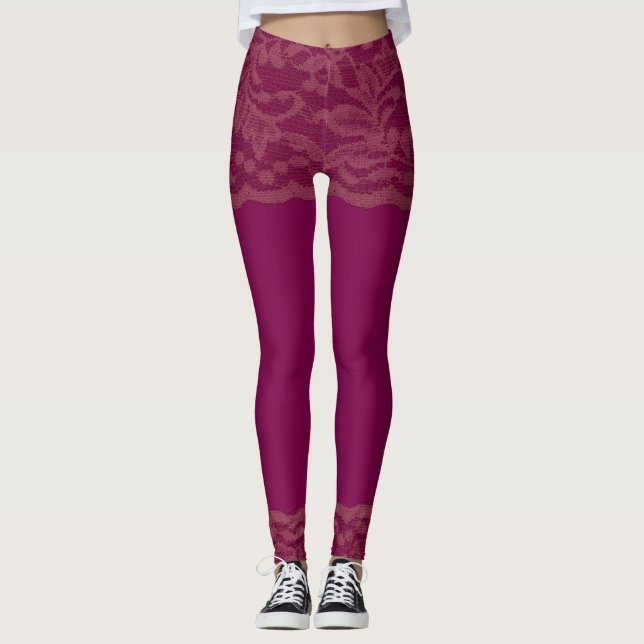 Burgunder Spitze   Leggings (Vorderseite)