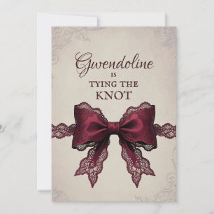 Burgunder Spitze Schleife Binden Der Knoten Brautp Einladung