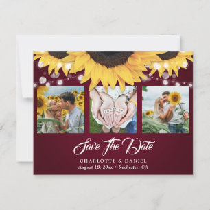 Burgunder Spitze Sonnenblumen Foto Collage Hochzei Save The Date