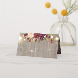 Burgunder Spitze und Blume Rustikal Platzkarte