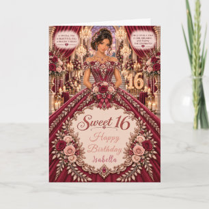 Burgunder Sweet 16 Feier Karte
