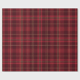 Burgunder-Tartan-Karo Goldfaden Weihnachten Geschenkpapier
