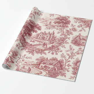 Burgunder Toile de Jouy Romantisches Landgut Geschenkpapier