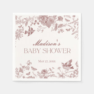 Burgunder Toile De Jouy Vintage Blumen Baby Shower Serviette