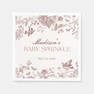 Burgunder Toile Jouy Vintage Blumen Baby Sprinkle Serviette