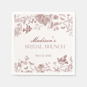 Burgunder Toile Jouy Vintage Florales Brautfrühstü Serviette