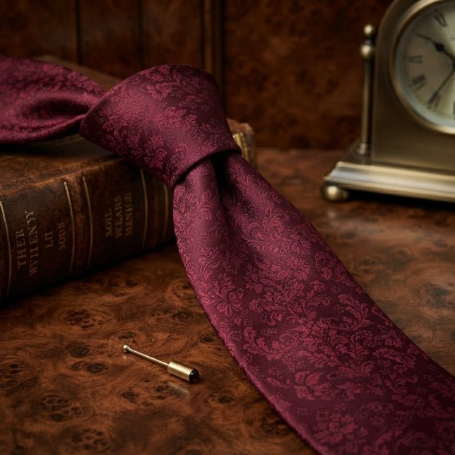 Burgunder-Tonal-Damask-Jacquard Krawatte (Von Creator hochgeladen)