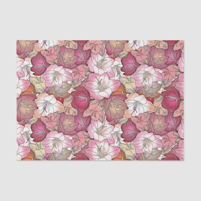 Burgunder und rosa Hibiskus-Seidenpapier Seidenpapier (Vorderseite)