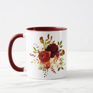 Burgunder- und rote Aquarellrosen Tasse