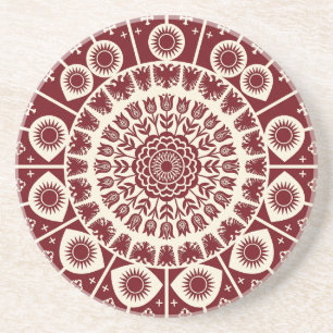 Burgunder-Volks kunst-Adler-Mandala-Untersetzer Getränkeuntersetzer