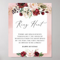 Burgunder Wasserfarbe Blumenring-Jäger-Spiel-Zeich